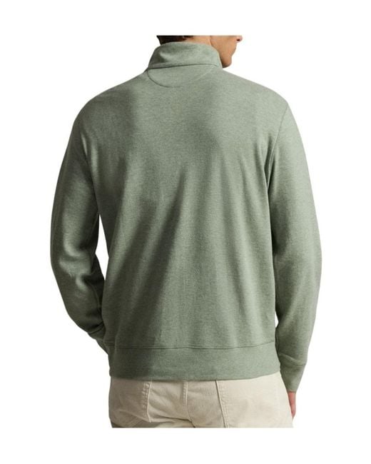Polo Ralph Lauren Green Quarter-Zip Logo-Embroidered Sweater for men