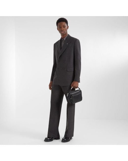 Fendi Black Shadow Diagonal Duo Camera Messenger Bag for men