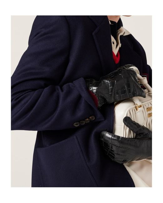 Miu Miu Blue Single-Breasted Velour Jacket