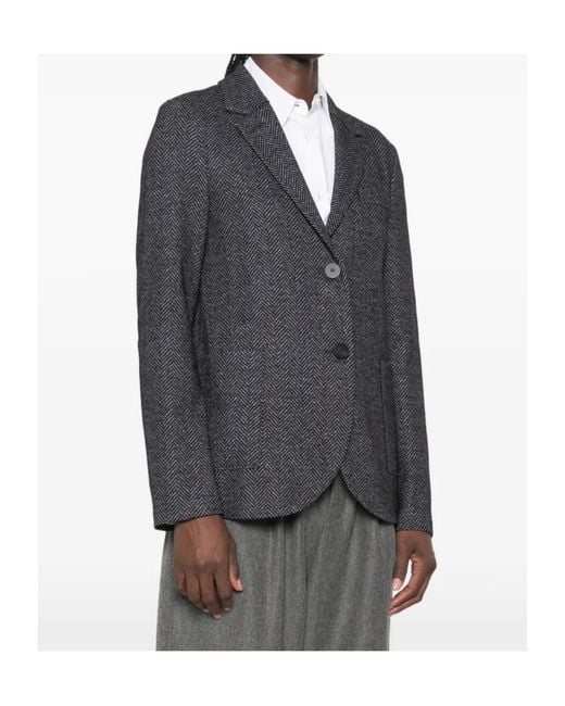 Harris Wharf London Gray Single-Breasted Herringbone Knit Blazer