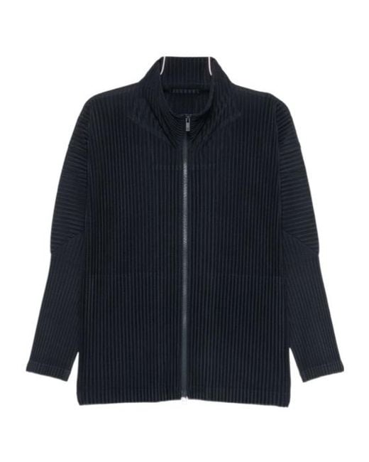 Homme Plissé Issey Miyake Black Pleated Zip-Up Shirt for men