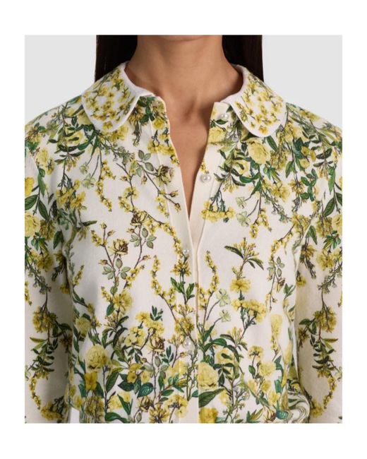 Alice + Olivia Green Printed Collar Cardigan
