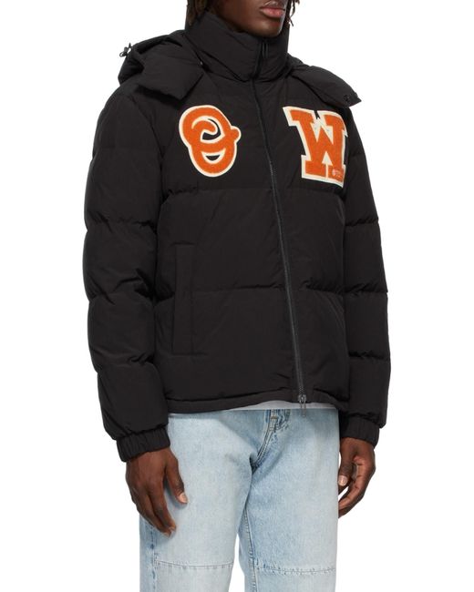 Off-White c/o Virgil Abloh Black Zip-Up Long-Sleeved Puffer Coat for men