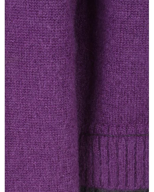 Sacai Purple Contrasted Knitted Jumper for men