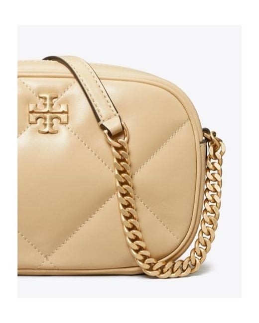 Tory Burch Natural Kira Diamond Quilt Camera Crossbody Bag