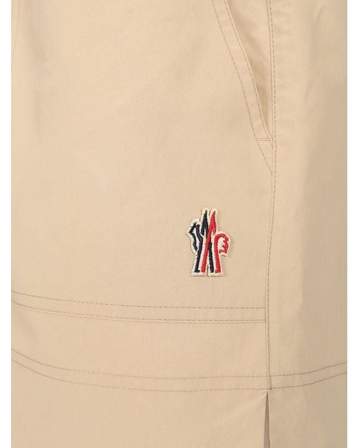 Moncler Natural Grenoble Logo Patch Drawstring Shorts