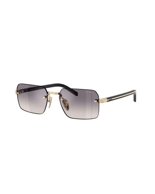 Prada Metallic Eyewear Rectangle Rimless Frame Sunglasses for men