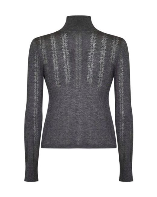 Max Mara Gray Lace-Knit Pullover