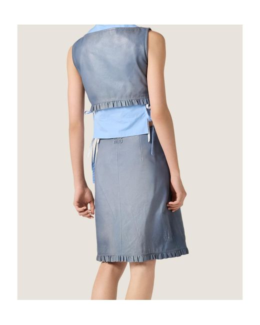 Miu Miu Blue Nappa Leather Top