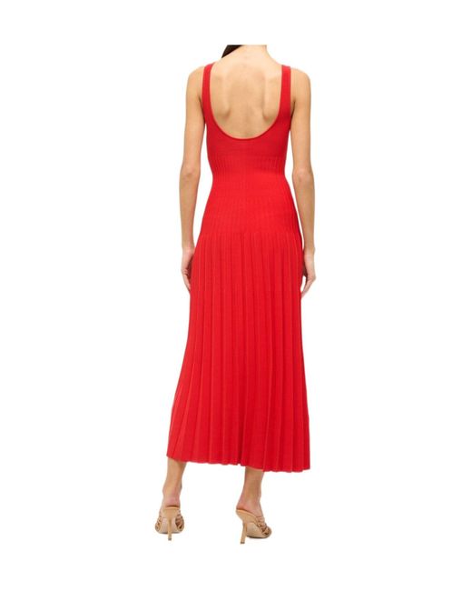 Staud Red Ellison Sleeveless Midi Dress