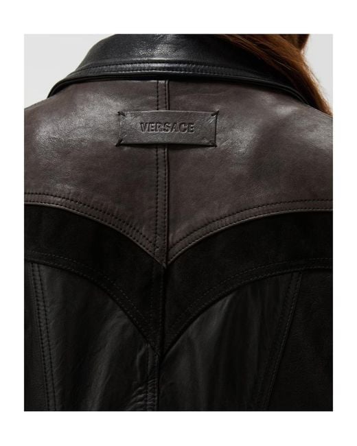 Versace Black Slim Leather Patchwork Jacket