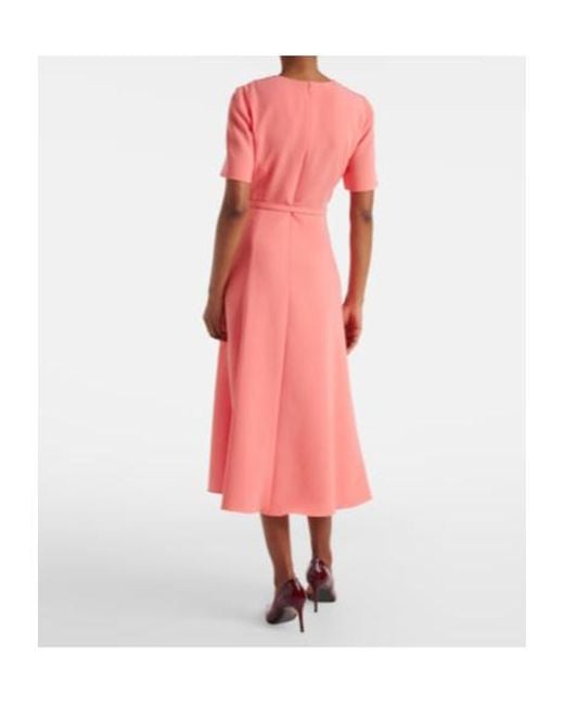 Carolina Herrera Pink Belted Crepe Midi Dress