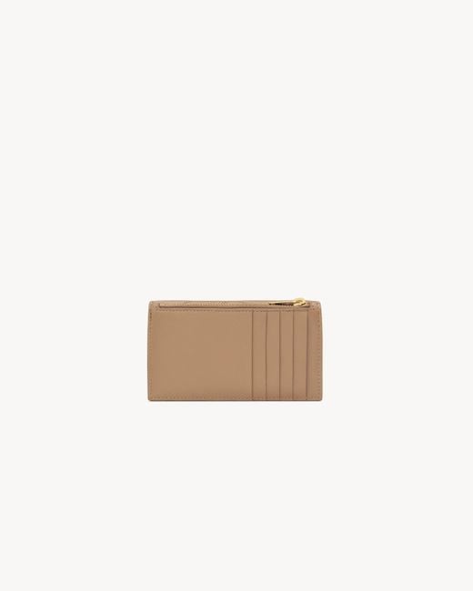 Saint Laurent Natural Cassandre Matelassé Card Case