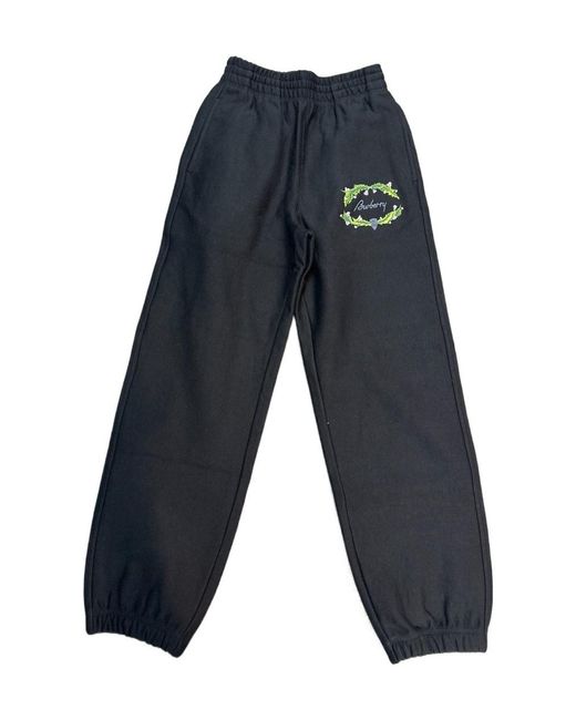 Burberry Blue Logo Embroidered Track Pants for men