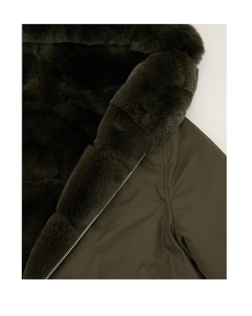 Yves Salomon Green Reversible Hooded Jacket