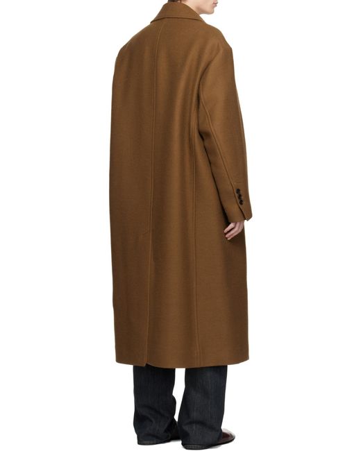 AMI Brown Ami Double-Breasted Mid-Length Coat for men