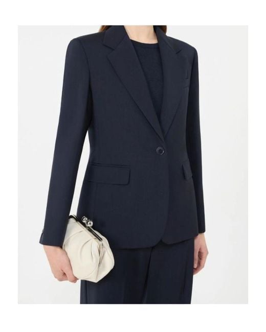 Weekend by Maxmara Blue Wkdlamine Single-Breasted Blazer