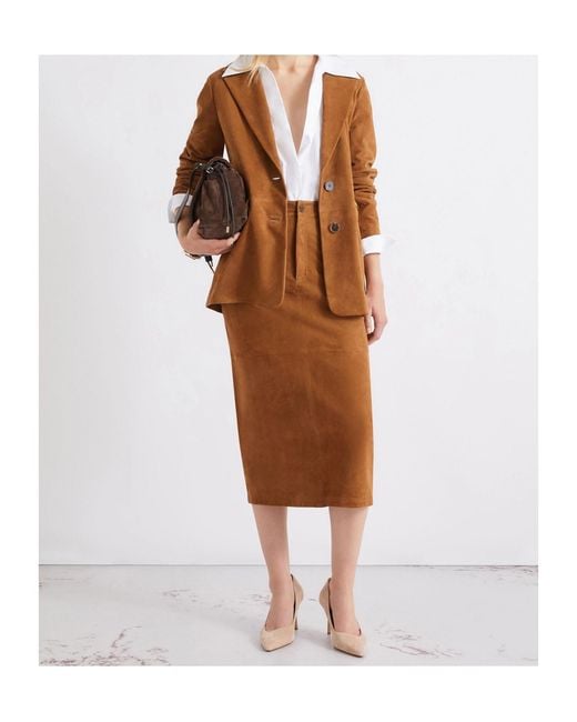 Marella Brown Belted A-Line Skirt
