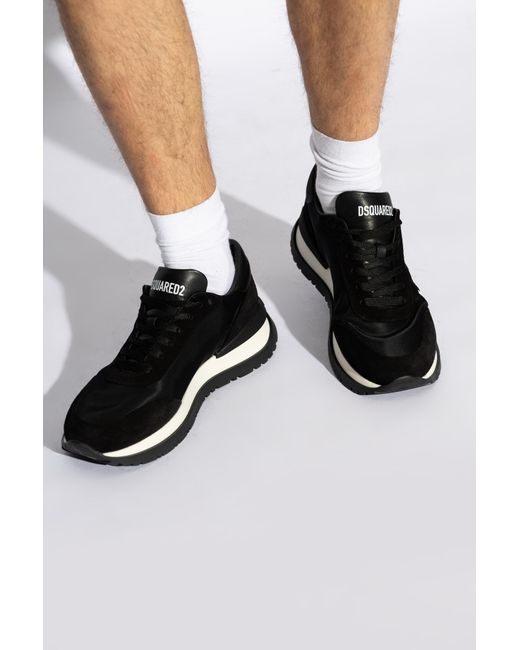 DSquared² Black Icon Logo Printed Low-Top Sneakers for men