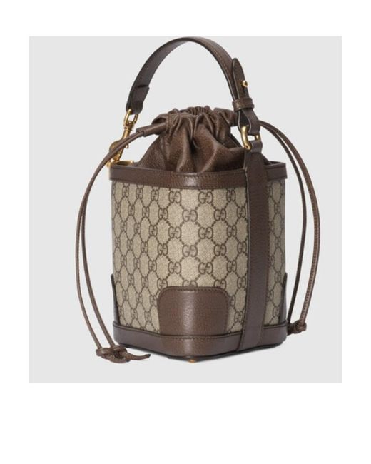 Gucci Brown Ophidia Gg-Canvas Bucket Bag