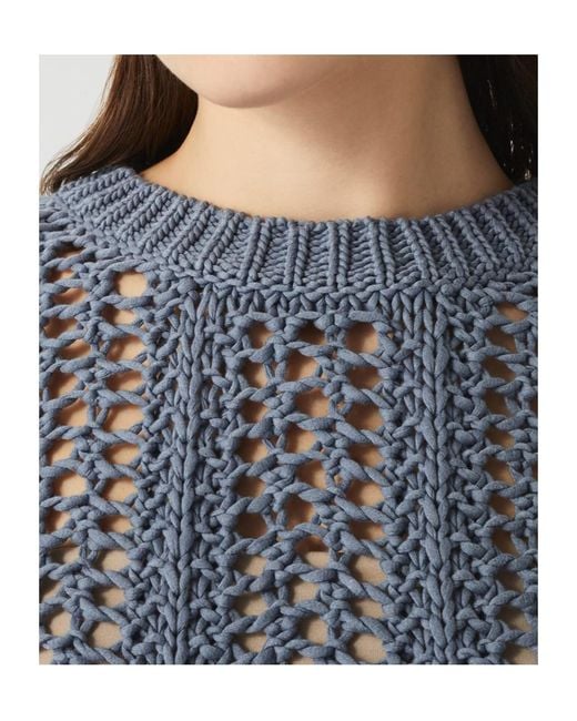 Brunello Cucinelli Blue Crewneck Knitted Top