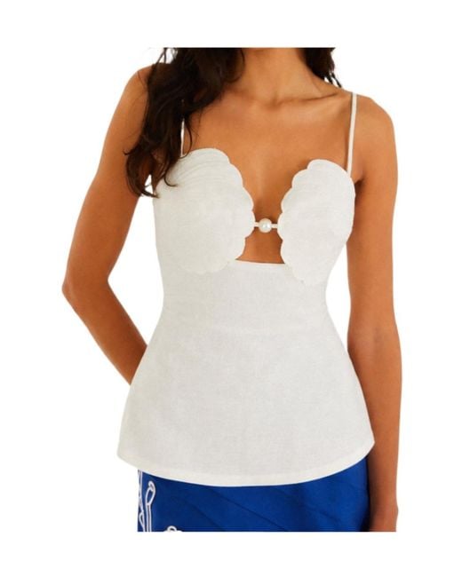 Farm Rio White Solid Color Camisole