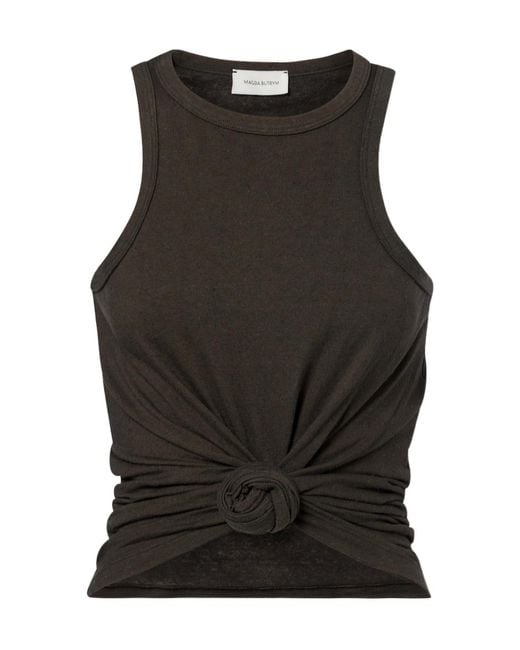 Magda Butrym Black Knotted Cotton And Silk Tank Top