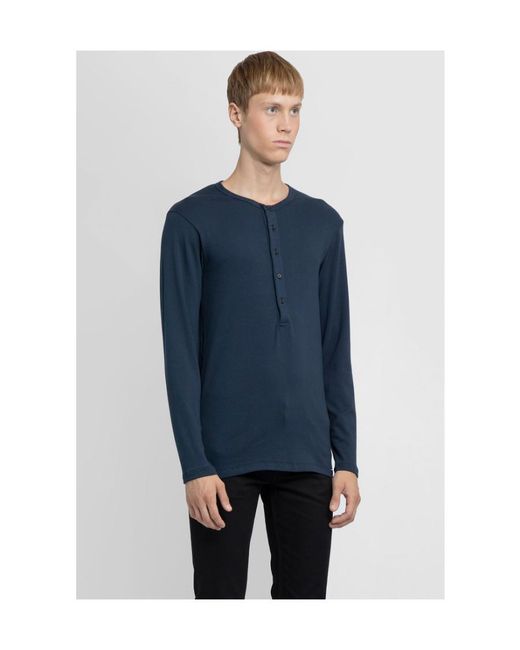 Tom Ford Blue Crewneck Henley Pajama T-Shirt for men