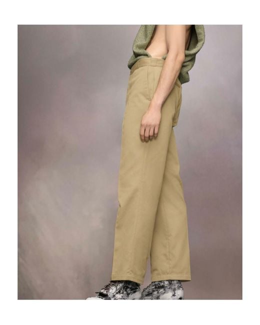Maison Margiela Natural Creased Pleated Trousers for men