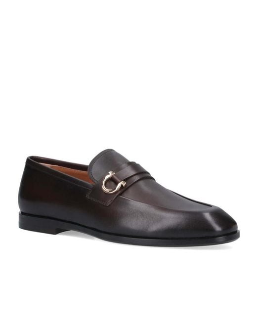 Ferragamo Brown Square Head Loafer Shoes for men