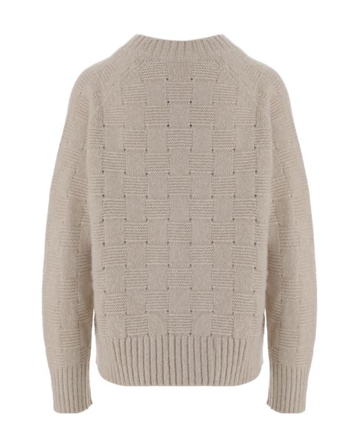 Allude Gray Textured Knit Knitted Sweater