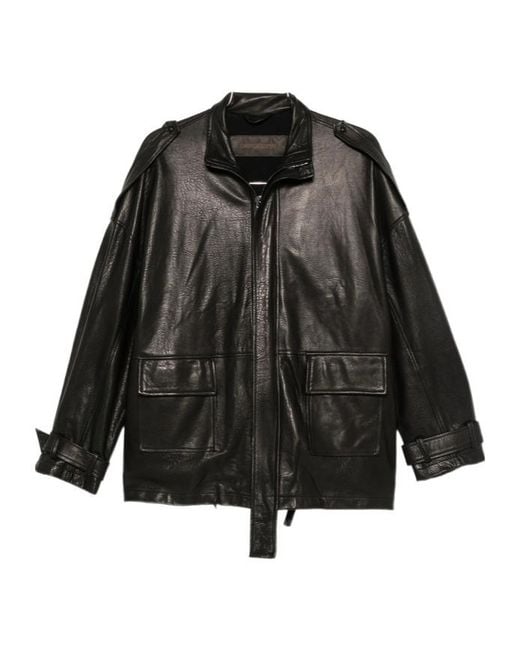 Giorgio Brato Black Long-Sleeve Leather Jacket