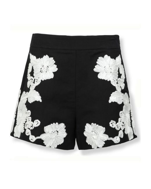 Jonathan Simkhai Black Sammie Floral Embroidered Shorts