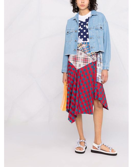 Opening Ceremony Blue Logo-Print Cropped Denim Jacket