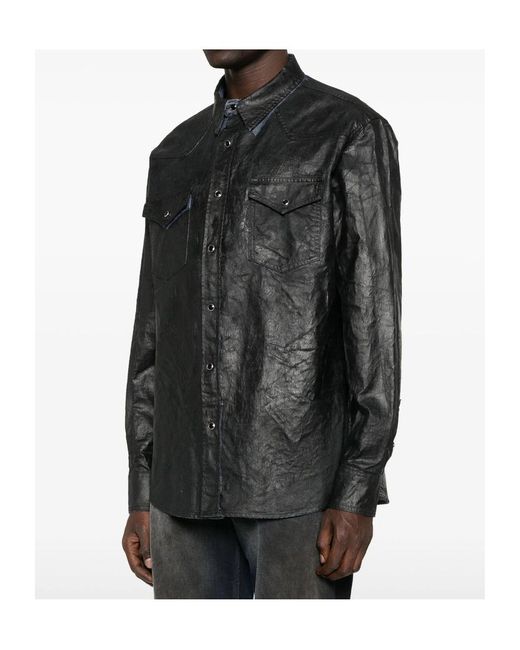MM6 by Maison Margiela Black Long Sleeved Shirt for men
