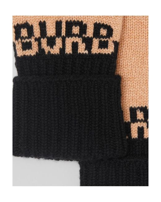 Burberry White Intarsia-Knit Logo Gloves for men
