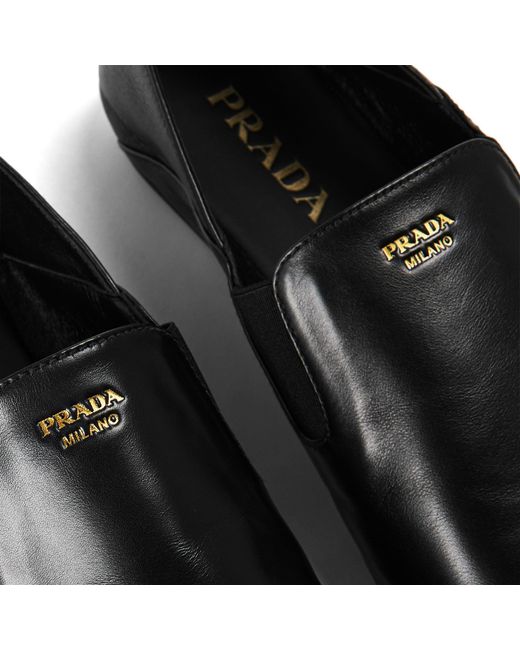Prada Black Solid Color Loafers for men