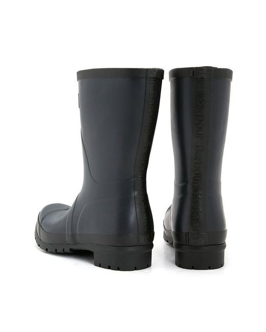 Barbour Black Round-Toed Tall Rain Boots