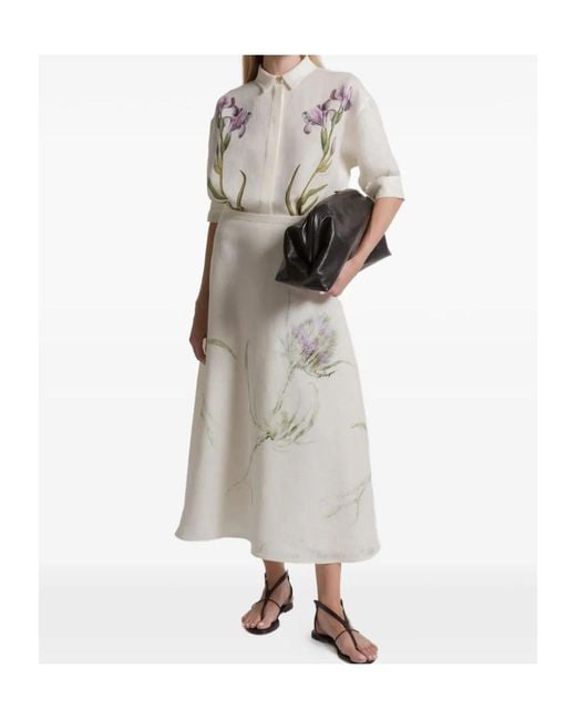 Alberta Ferretti Gray Floral Printed Shirt