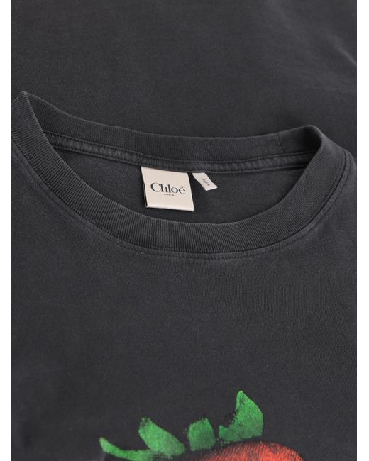 Chloé Black Graphic Crew Neck T-Shirt