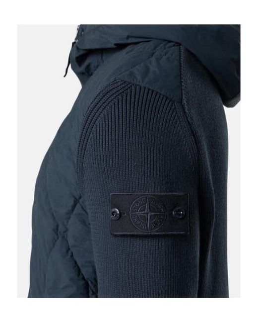 Stone Island Blue Hooded Jacket With Padding And Anti-Drop for men