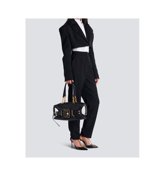 Balmain Black Calfskin Leather Anthem Bag