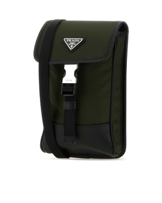 Prada Black Flip Mobile Phone Bag for men