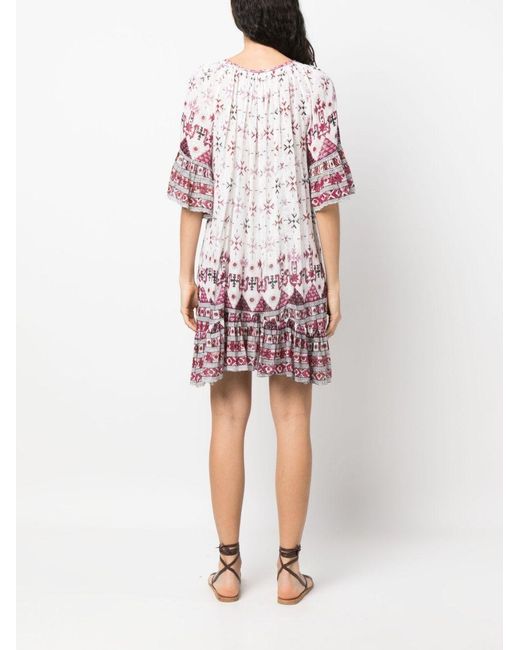 Isabel Marant Pink Isabel Marant Étoile Geometric-Print Ruffled Dress