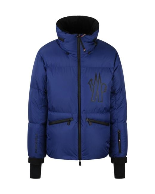 Moncler Blue Verdons Logo-Appliqué Hooded Down Jacket for men