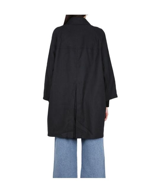 Fay Black Double-Breasted Straight Hem Boxy Coat