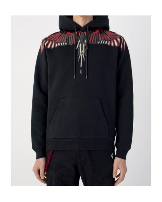 Marcelo Burlon Blue Geometric Wing Print Hooded Hooded Hoodie for men