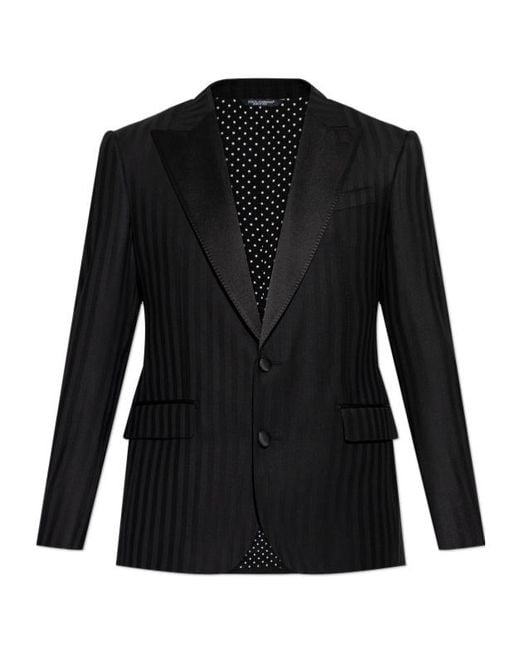 Dolce & Gabbana Black Striped Peak-Lapel Blazer for men