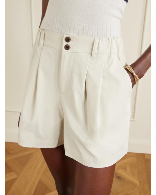 Varley White Tansy Pleated Shorts