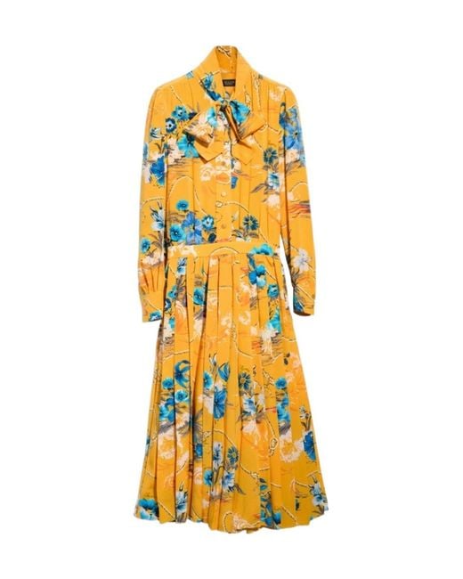 Gucci Yellow Printed Silk Chemisier Dress